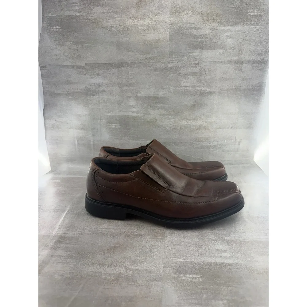 Clarks Men Brown Leather Slip On Square Toe Loafers 71734 Size 9M